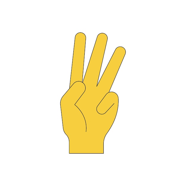 Вектор Рука показывает три пальца