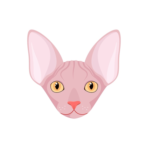 ベクトル 白い背景の上のスフィンクス猫の頭。漫画のデザイン。