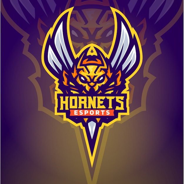 Вектор Шаблон логотипа hornet bee esport