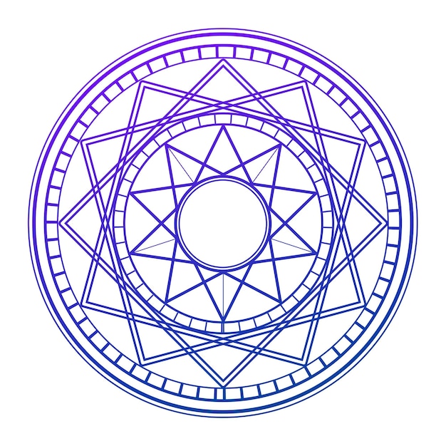ベクトル 魔法の円は神秘的な幾何学の象徴です。錬金術の円は円の中の青い五芒星です。