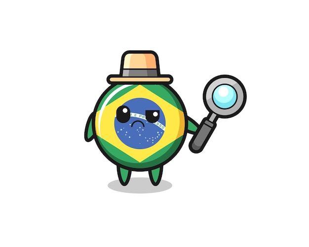 探偵としてかわいいブラジル国旗バッジのマスコット