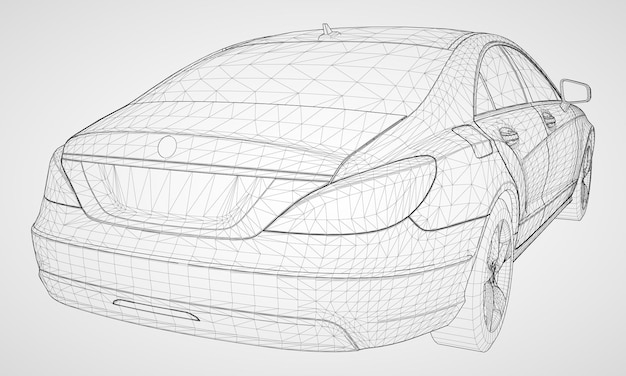 モデルはプレミアムセダンを搭載。灰色の背景にベクトルイラスト。