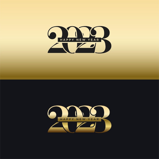 金色の背景に新年の挨拶の番号2023