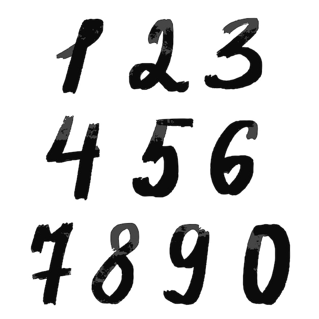 Цифры 1234567890 написаны от руки черными чернилами.