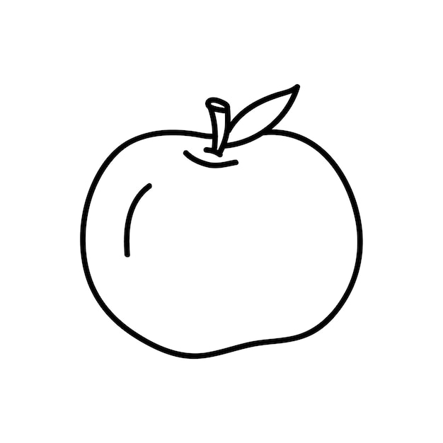 Контур яблока нарисован вручную векторной иллюстрацией