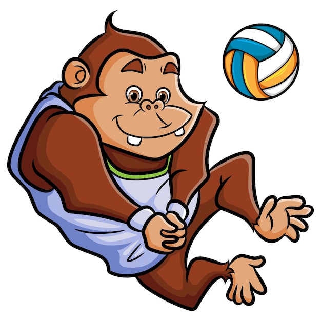 Профессиональный шимпанзе играет в волейбол