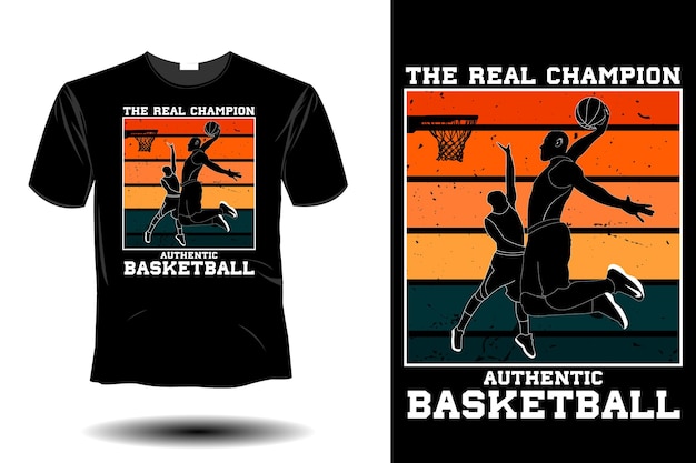 Настоящий чемпион подлинный баскетбольный макет ретро винтажный дизайн