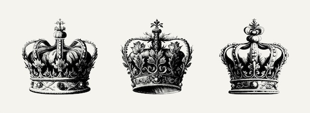 Вектор Королевская корона нарисована карандашом на изолированном фоне корона короля или королевы трон
