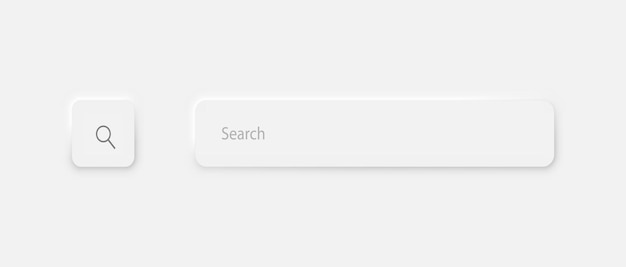 Вектор Панель поиска на светло-сером фоне. компоненты пользовательского интерфейса в простом неоморфном стиле для приложений, веб-сайтов, интерфейсов. векторная иллюстрация