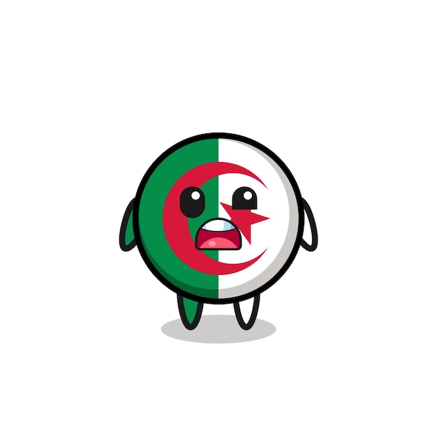 かわいいアルジェリアの国旗のマスコットのかわいいデザインのショックを受けた顔