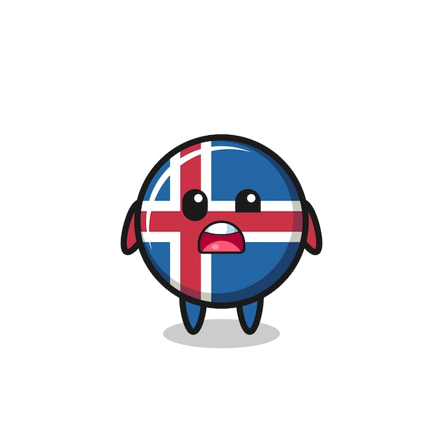 귀여운 아이슬란드 국기 마스코트의 놀란 얼굴
