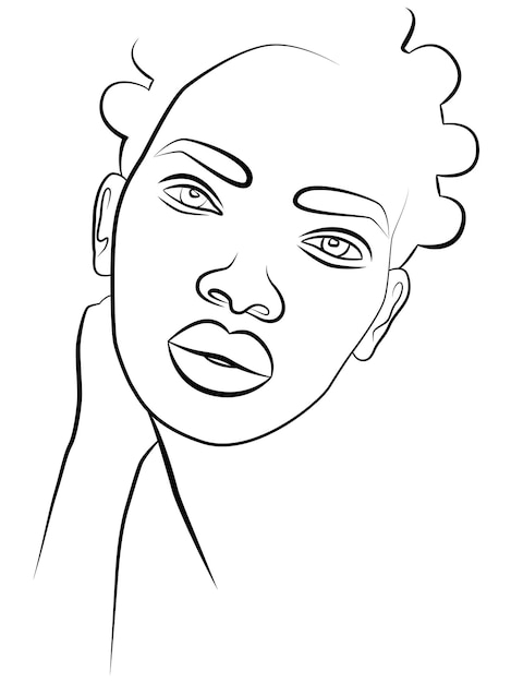 若いアフリカの女性の顔のシルエット