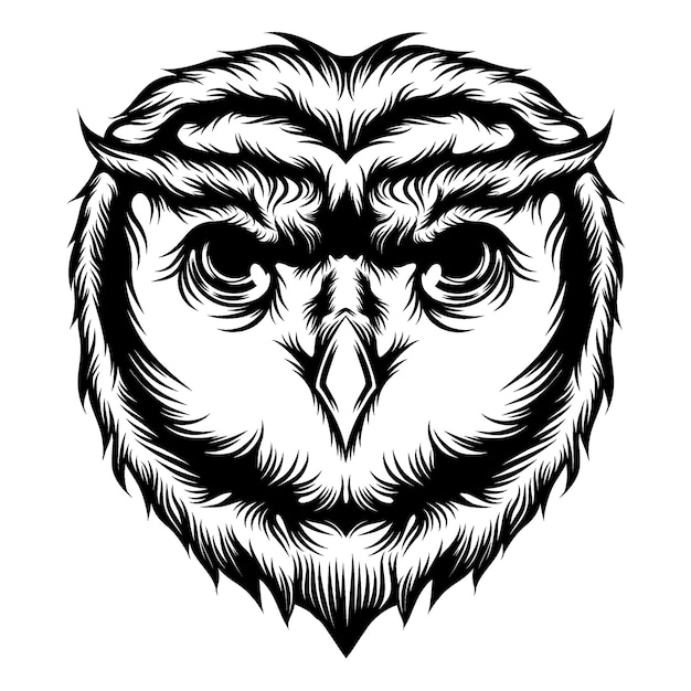 ベクトル フクロウの頭のアニメーションのタトゥーのアイデア