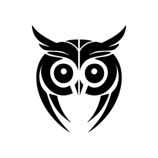 Вектор Векторная версия логотипа совы выполнена в черном цвете и со вкусом выделена на белом фоне.