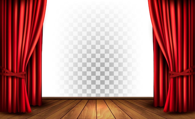 Theater curtains with a transparent background. Vector.