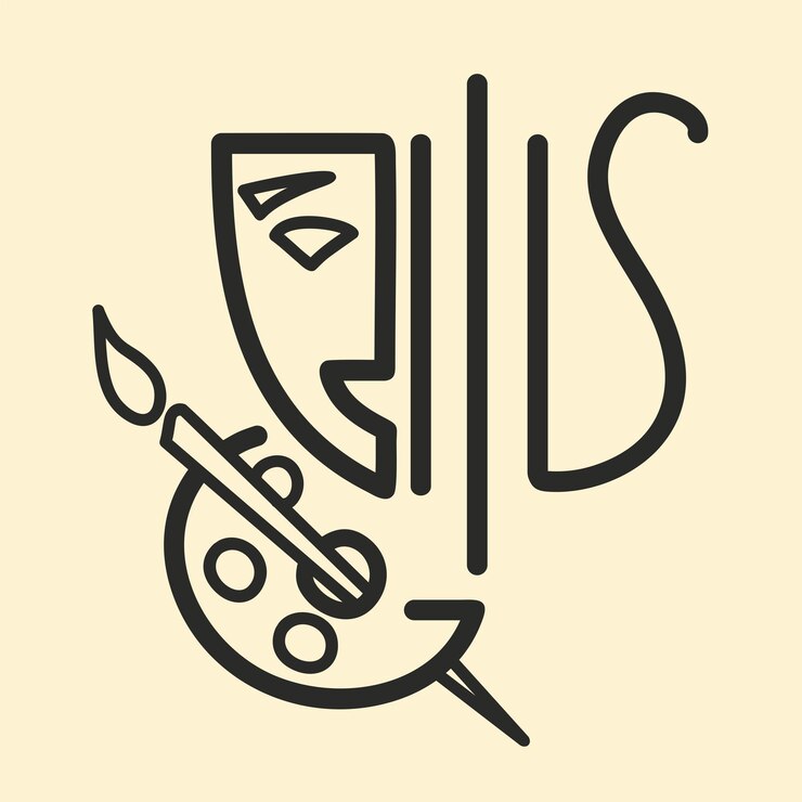 Vector theater logo symbool masker lyre kunst vector icoon