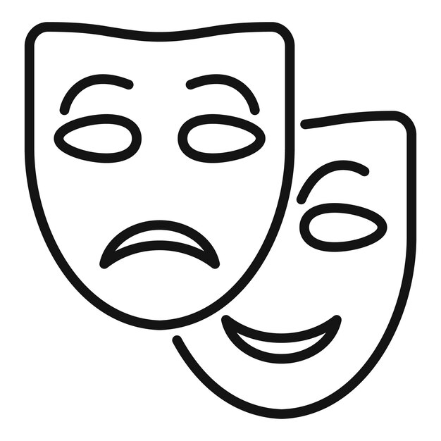 Vector theater mask icon outline vector mental busy coping skills