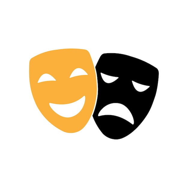 Vettore maschere teatrali icone di maschere comiche e tragiche stock vector