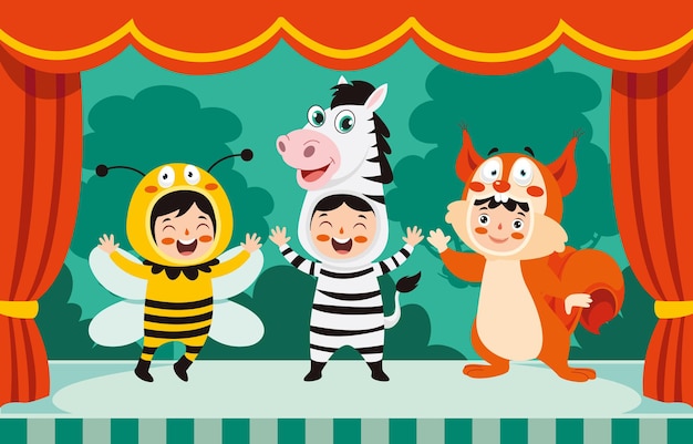 theater scene with cartoon characters