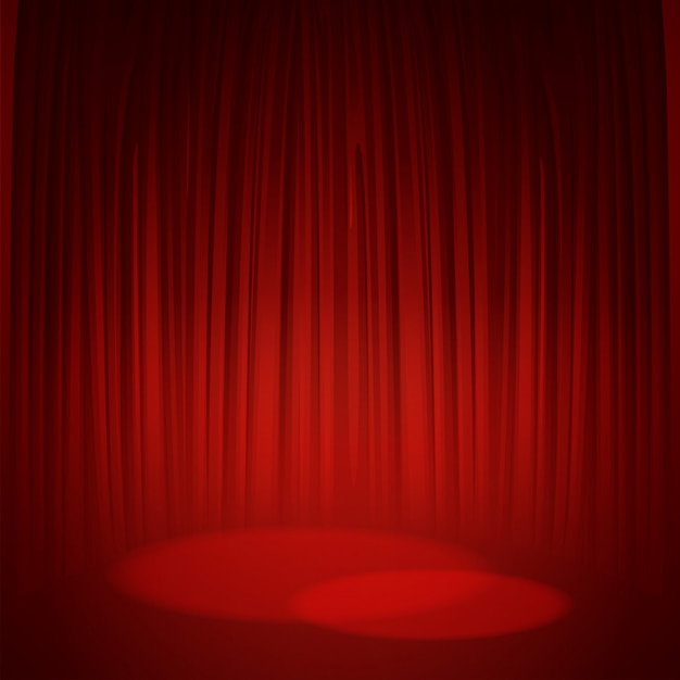 theater stage with red curtain.  illustration