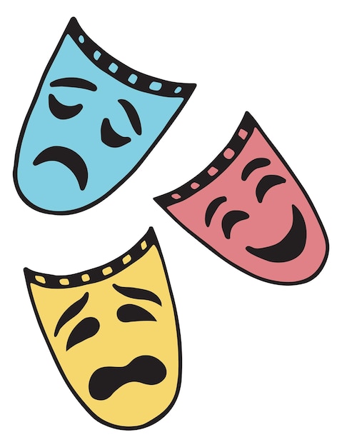 Theater symbool Tragedie drama komedie masker doodle