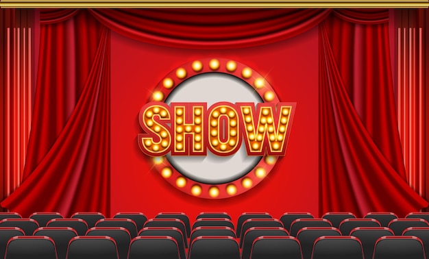 A theater with a sign that says show on it