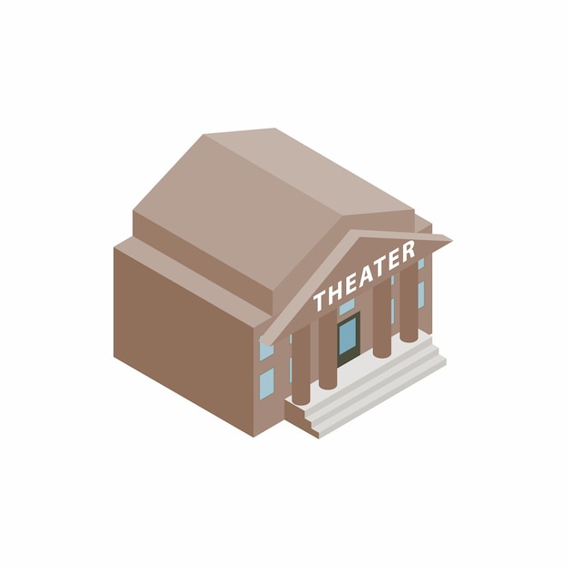 Theatre building icon in isometric 3d style on a white background