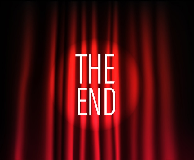 Vector theatre curtain with round spotlight. the end