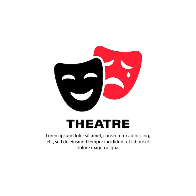 Vector theatre icon. comedy and tragedy theater masks. vector on isolated white background. eps 10.