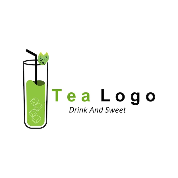 Thee logo ontwerp vector drankje icoon van groene bladeren voor gezondheid