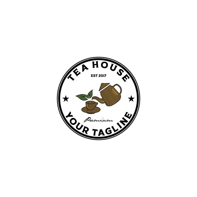 theehuis vintage badge vector logo ontwerp