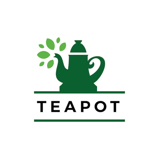 Theepot blad tijd drankje logo sjabloon