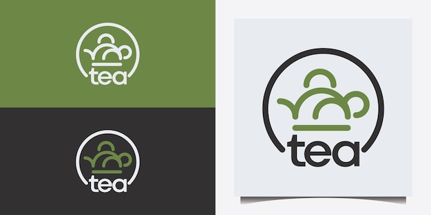 theepot logo-ontwerp met abstract concept en lijnafbeeldingen voor eten en drinken