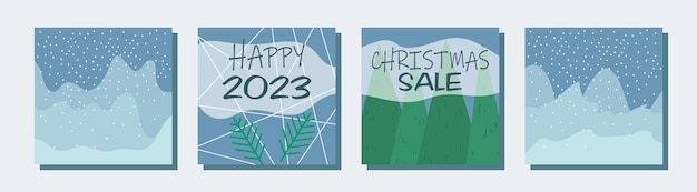 Thematic winter discounts. Christmas, New Year sale 50 off. Set vector christmas tree, snow, gifts