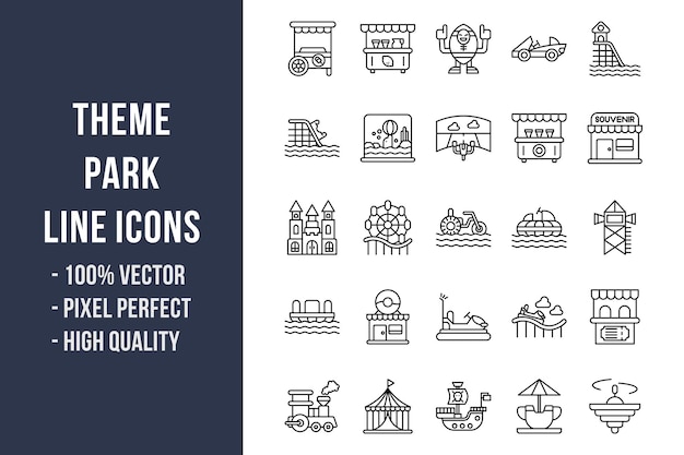Theme Park Line Icons