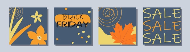 Themed images of autumn promotions. discounts, sales and low prices -50 vector set Black FridaY