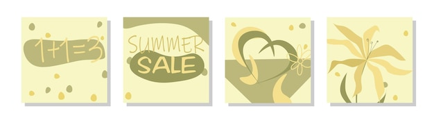 Themed images of summer promotions. Discounts, sales and low prices -50 Vector set