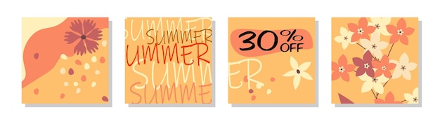 Themed images of summer promotions. Discounts, sales and low prices -50 Vector set