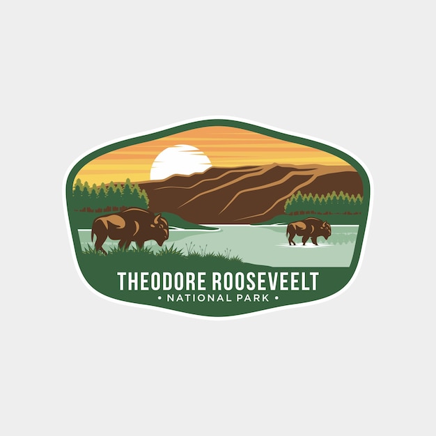 Vettore illustrazione del logo della patch dell'emblema del parco nazionale theodore roosevelt