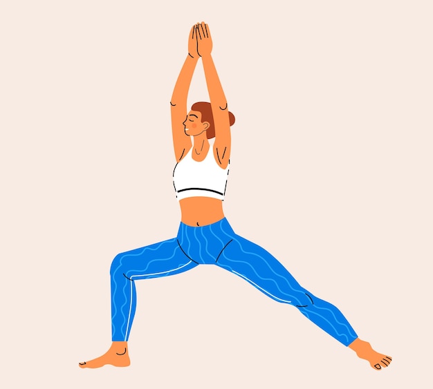 Theos pose Vrouw doet yoga asana met workoutkleding Oefeningen voor krachtbalans