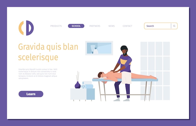 セラピスト着陸スパ サロン医療手動療法リラックス ボディ タイ医者派手なベクトル web ページ テキスト