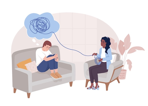 Therapy session flat concept vector illustration