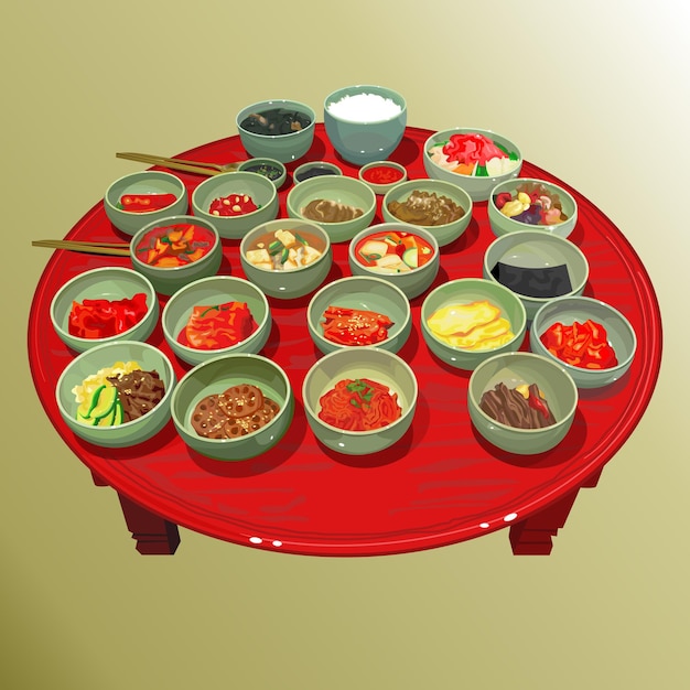 Vector there are dozens of side dishes in suratsang korea039s representative traditional food