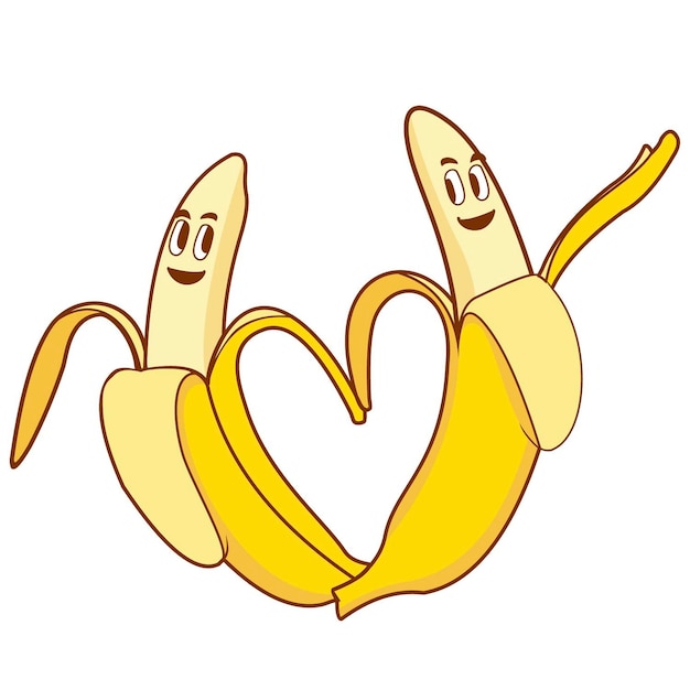 2つのバナナがハートの形をとっている