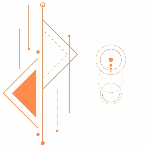 there are two circles and a triangle on a white background