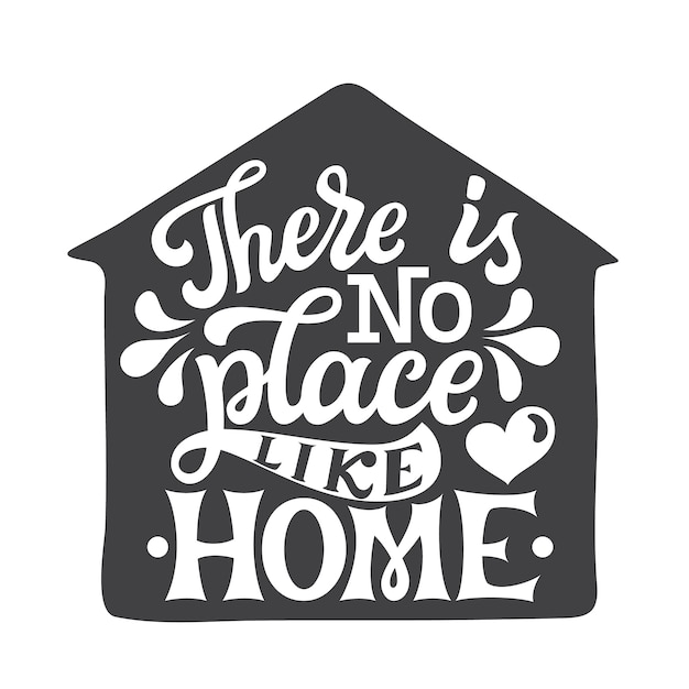 There is no place like home, lettering quote