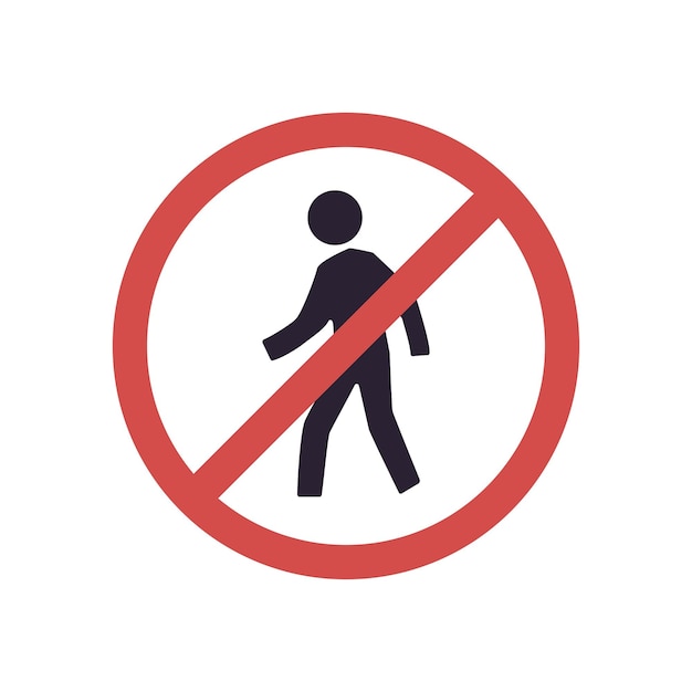 There is no walking sign and no entry prohibition area, prohibited symbol isolated.