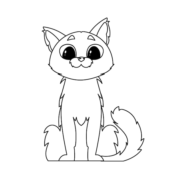 There is a very cute cat with a funny face just sittingLinear style