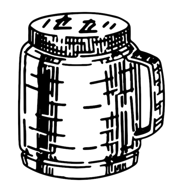 Вектор Скетч термокубки кубок для путешествий клипарт посуда для кемпинга инструменты для пеших прогулок иллюстрация вектора, нарисованная вручную