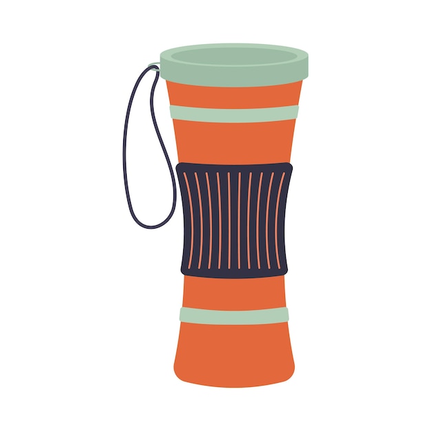 Thermo beker Thermos icoon in een platte stijl geïsoleerd op witte achtergrond Vector illustratie